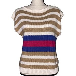 Russ Petites vintage striped sweater tan/blue/red